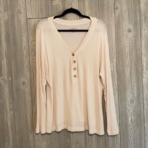LOFT Plus Long Sleeve Henley Knit Top